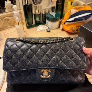 Chanel Black Quilted Shoulder Bag with Gold Chain